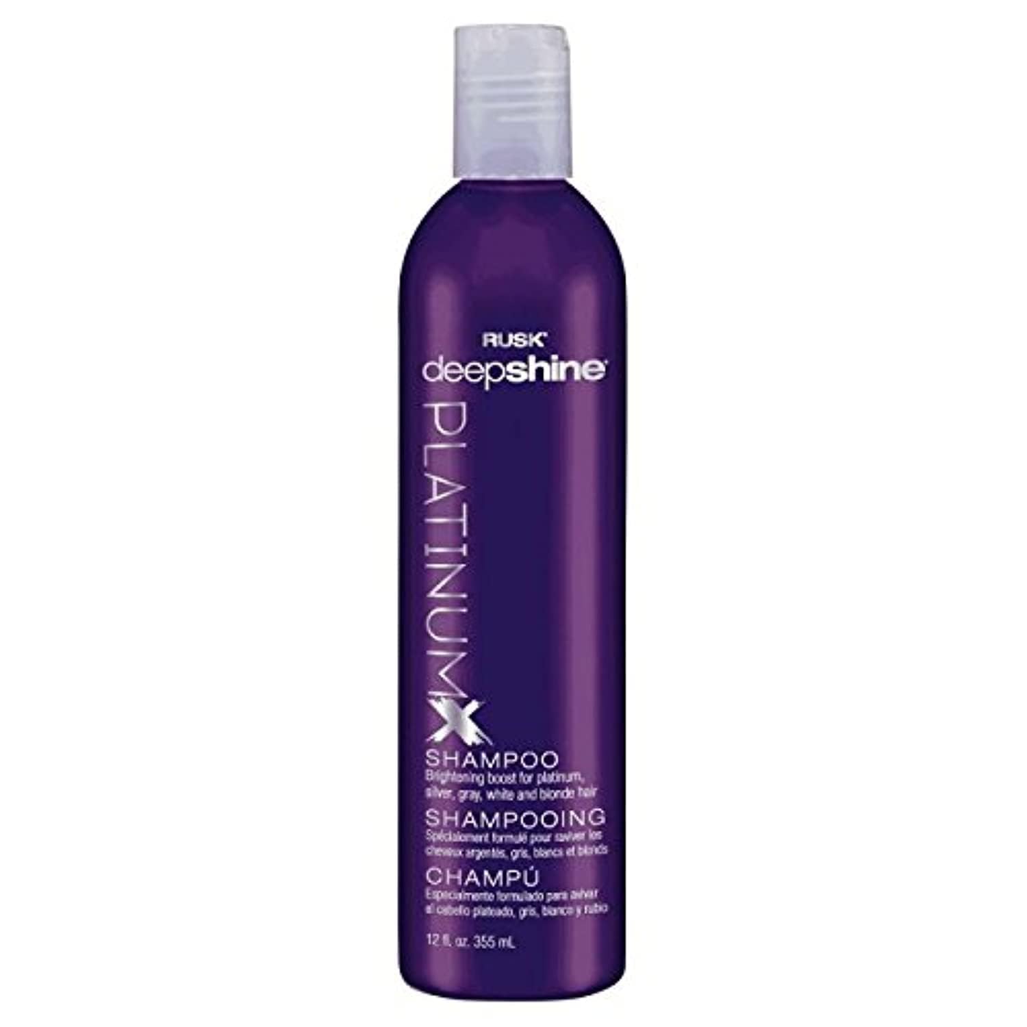RUSK Deepshine PlatinumX Shampoo, Gentle Cleansing, Brightening Color Boost for Platinum, Silver, Gray, White, and Blonde Hair, 12 oz